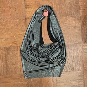 Decker Women’s Shimmering Silver Halter Top Size Medium NWT